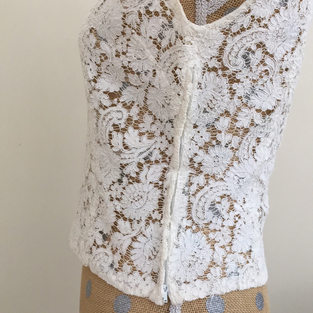 White lace blouse. Drop shoulder style. Vintage - Picture 6 of 10